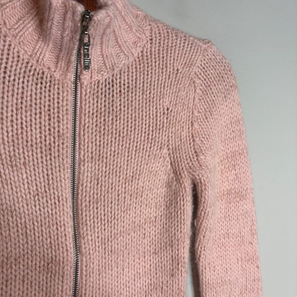 Y2K Nollie PacSun blush pink Angora blend zip up cardigan sweater - Picture 3 of 6